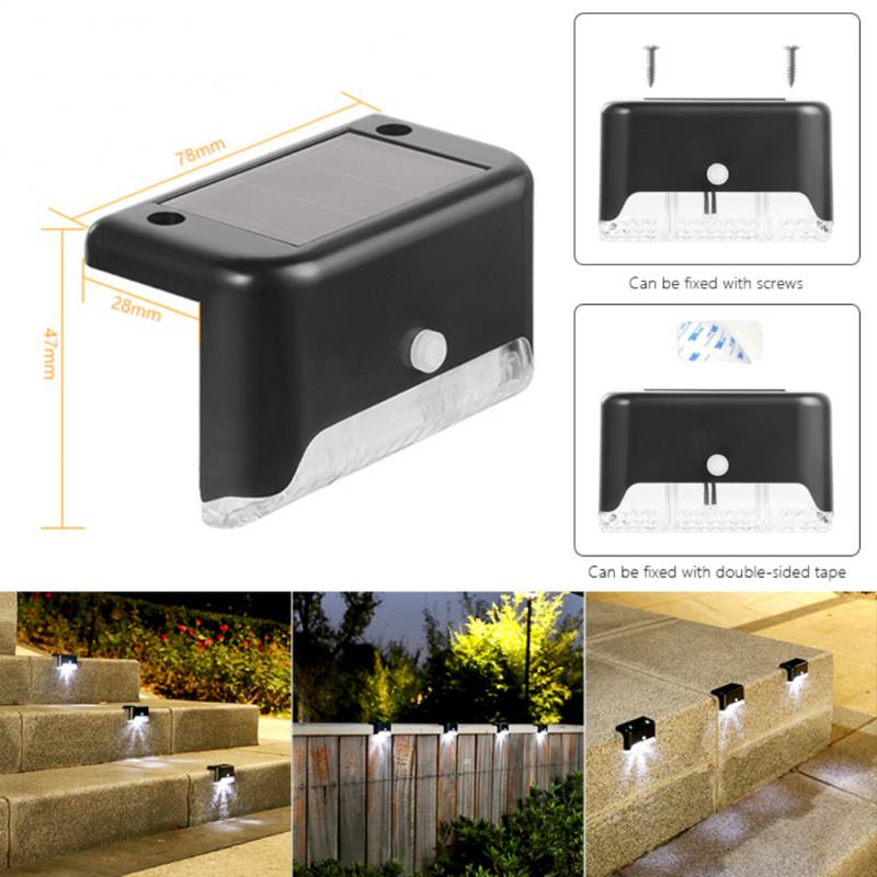 LED 태양 계단 램프 방수 단계 갑판 조명 야외 정원 통로 마당 안뜰 계단 단계 울타리 램프 태양 벽 조명